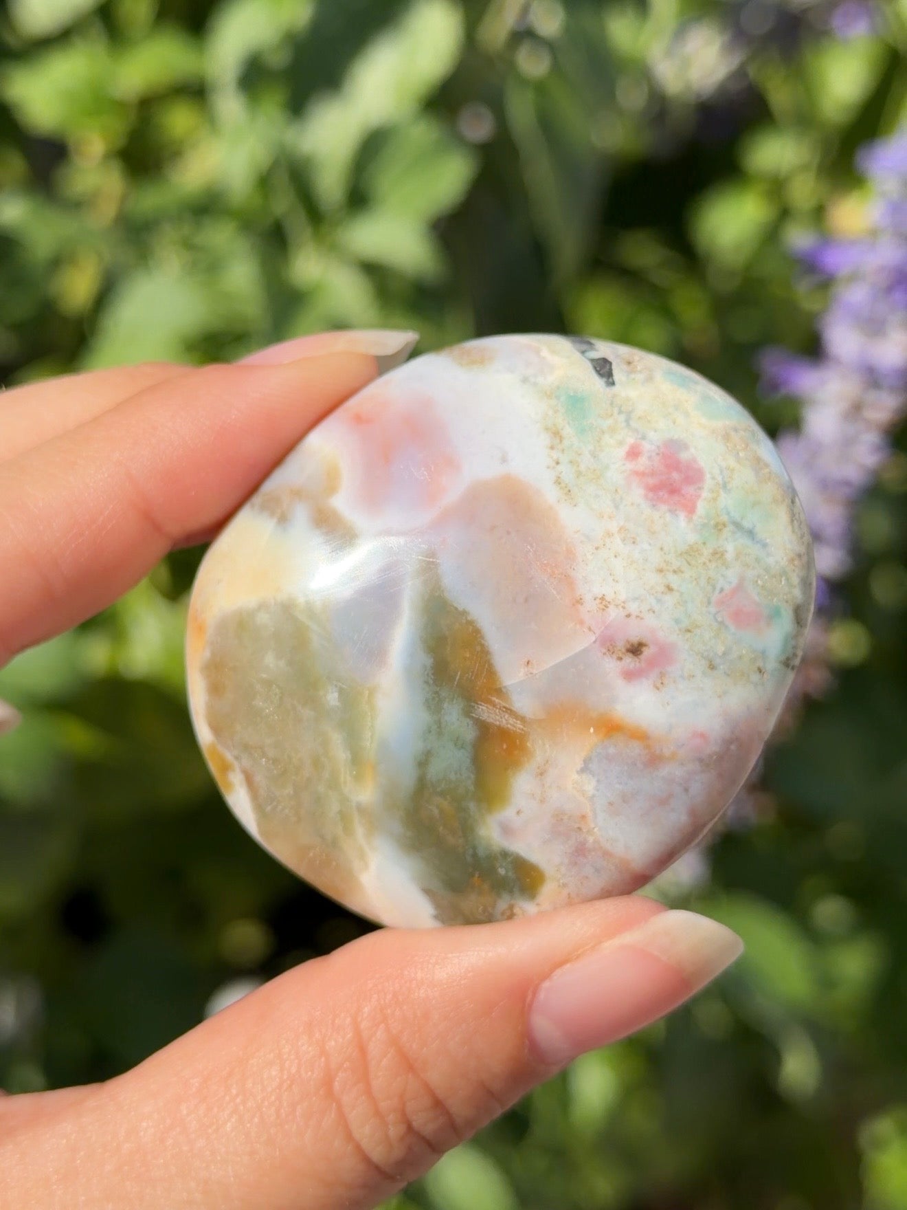 
                  
                    Pastel Ocean Jasper Palm Stone
                  
                