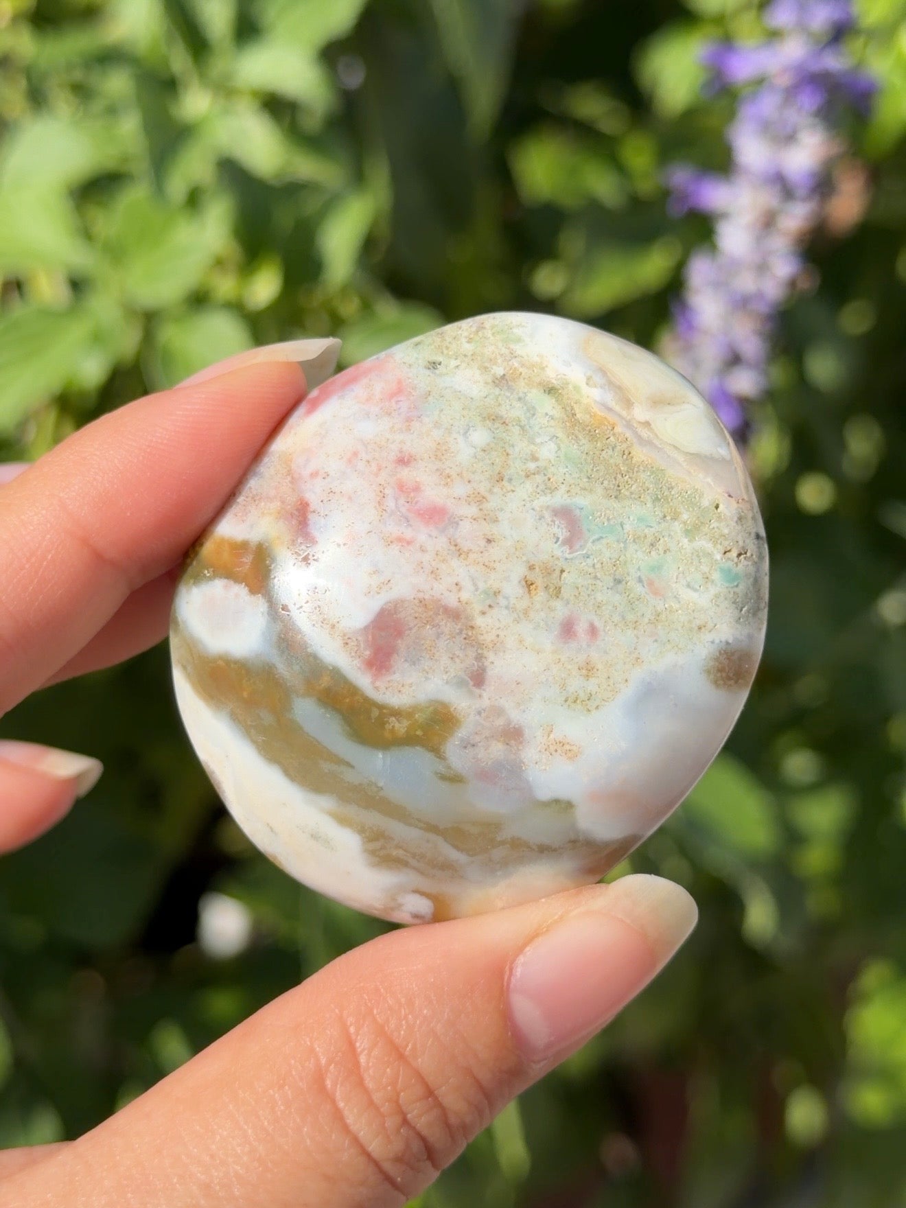 
                  
                    Pastel Ocean Jasper Palm Stone
                  
                