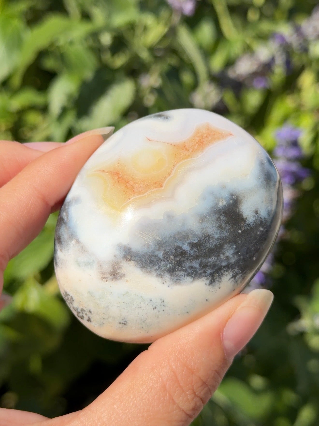 
                  
                    Stormy Ocean Jasper Palm Stone
                  
                