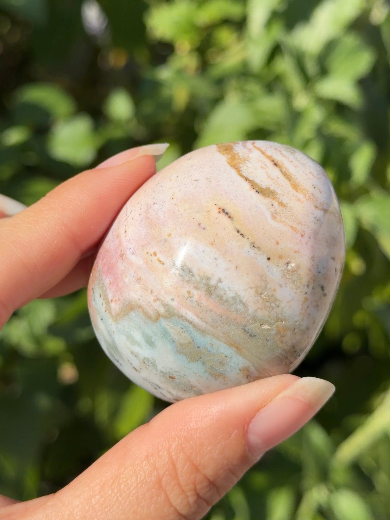 
                  
                    Pastel Ocean Jasper Palm Stone
                  
                