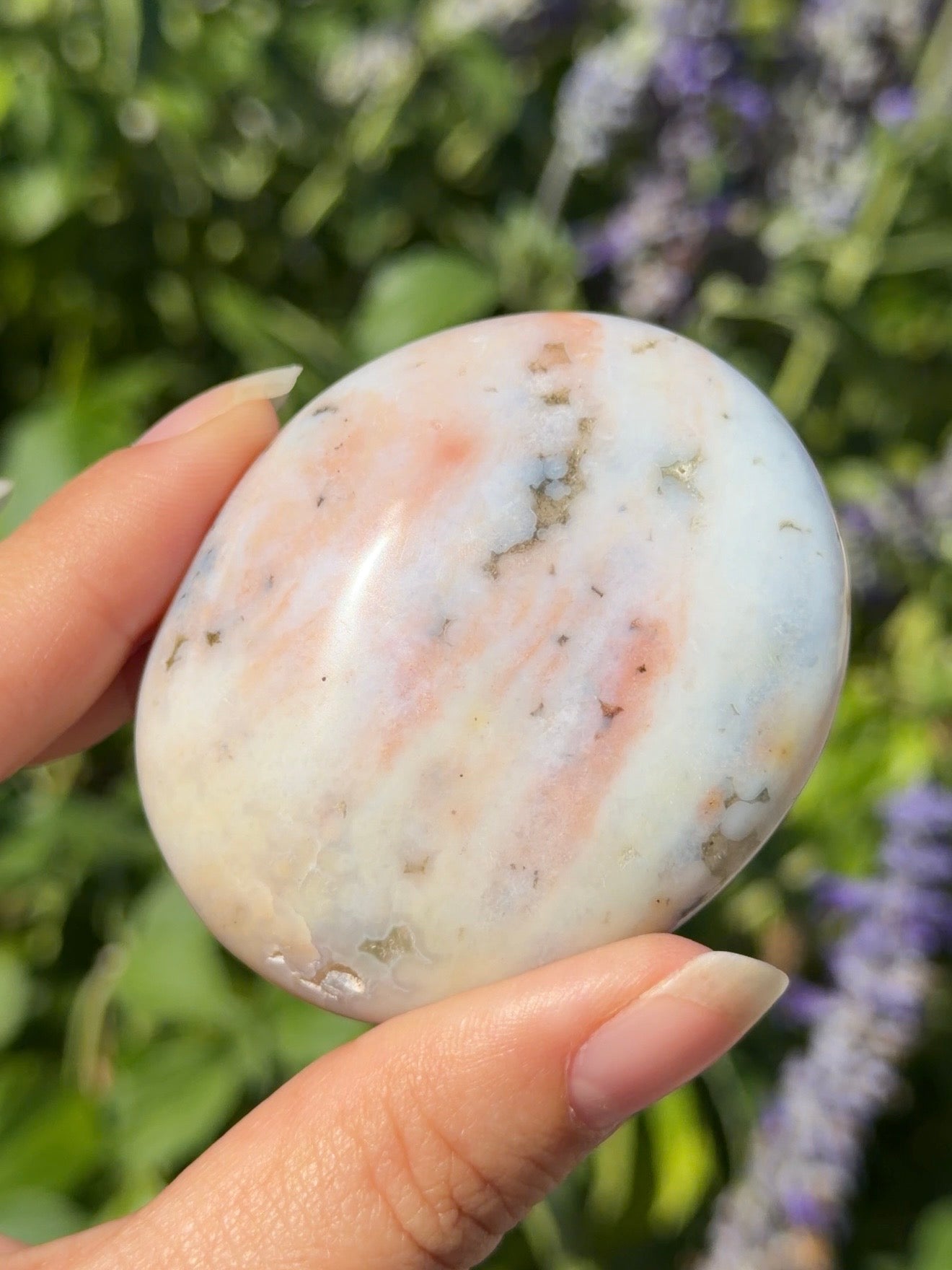 
                  
                    Pastel Ocean Jasper Palm Stone
                  
                