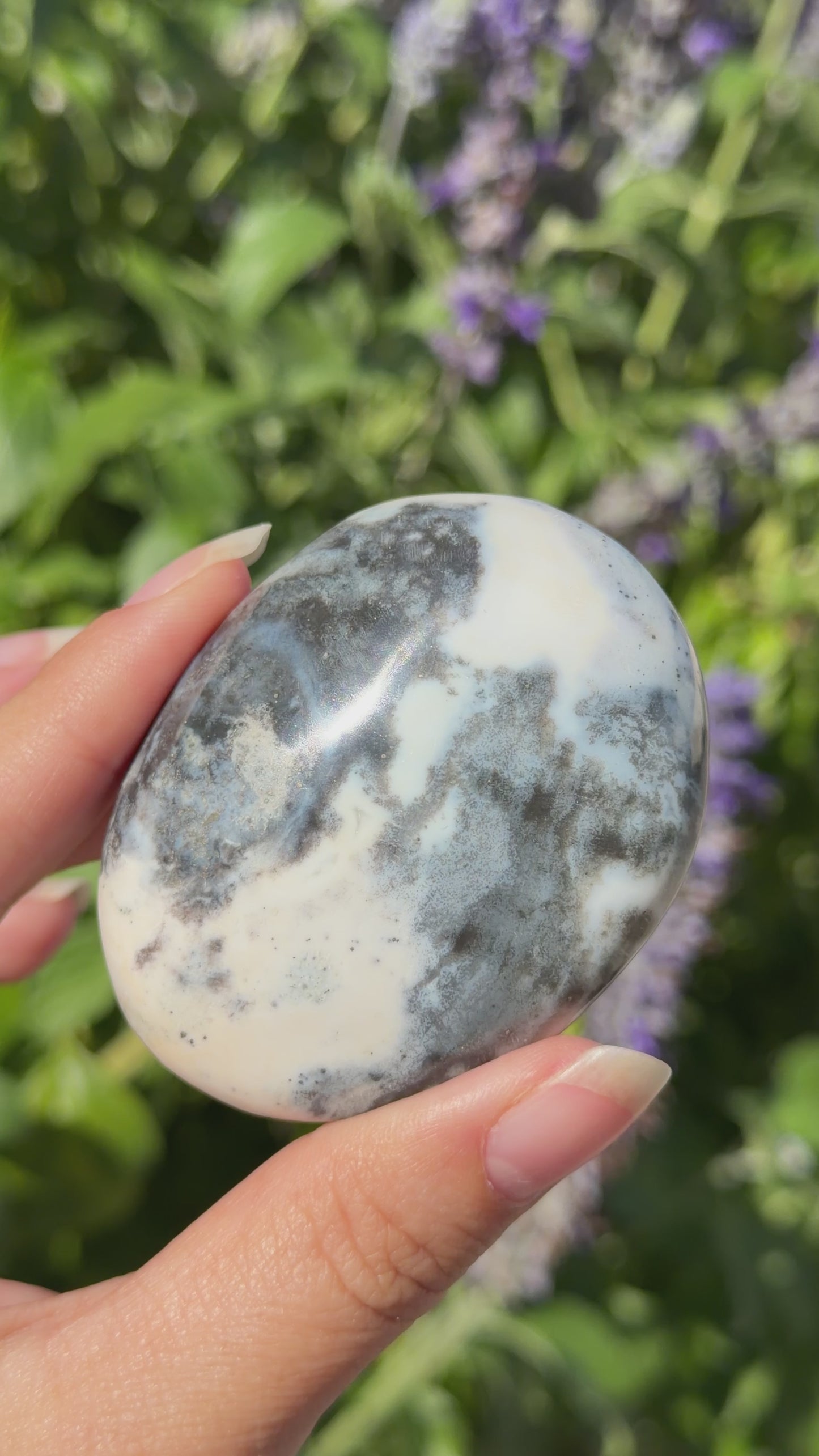 
                  
                    Load and play video in Gallery viewer, Stormy Ocean Jasper Palm Stone
                  
                