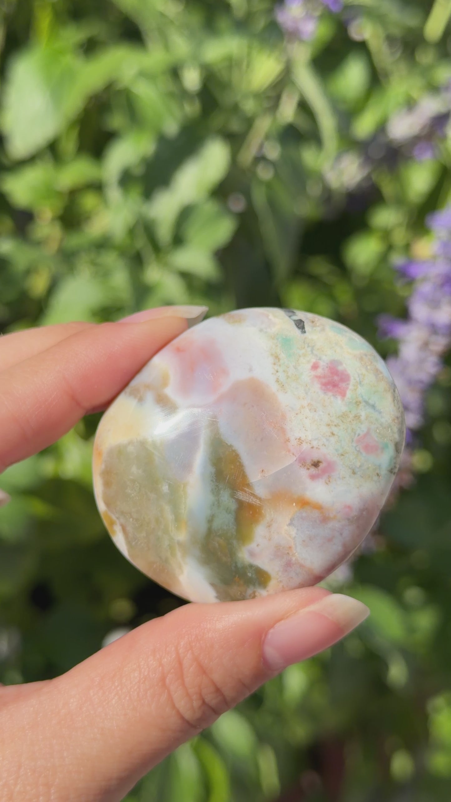 
                  
                    Load and play video in Gallery viewer, Pastel Ocean Jasper Palm Stone
                  
                