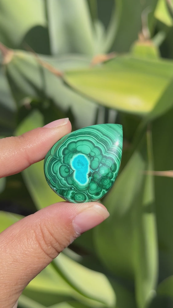 
                  
                    Load and play video in Gallery viewer, Malachite with Chrysocolla Cab
                  
                