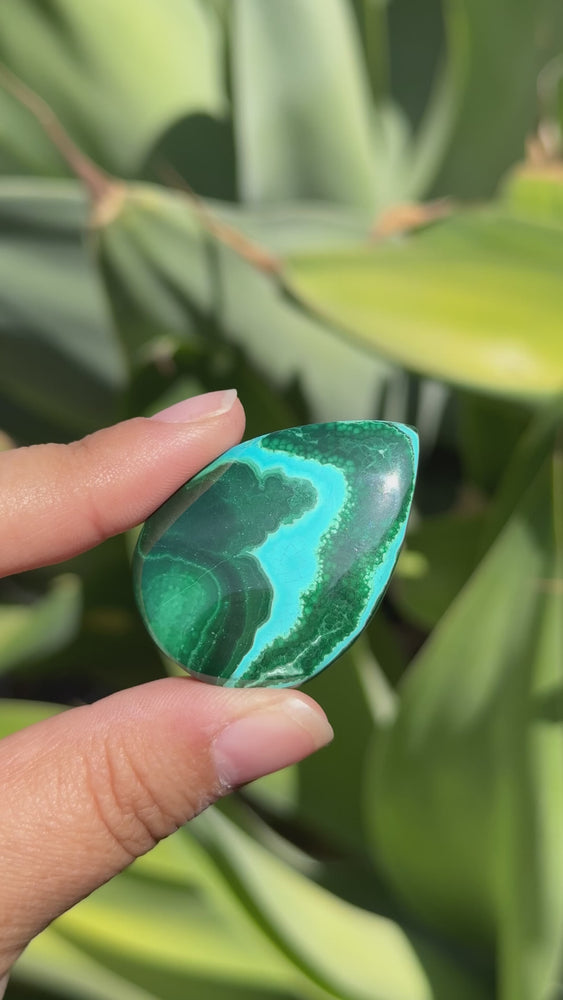 
                  
                    Load and play video in Gallery viewer, Malachite with Chrysocolla Cab
                  
                