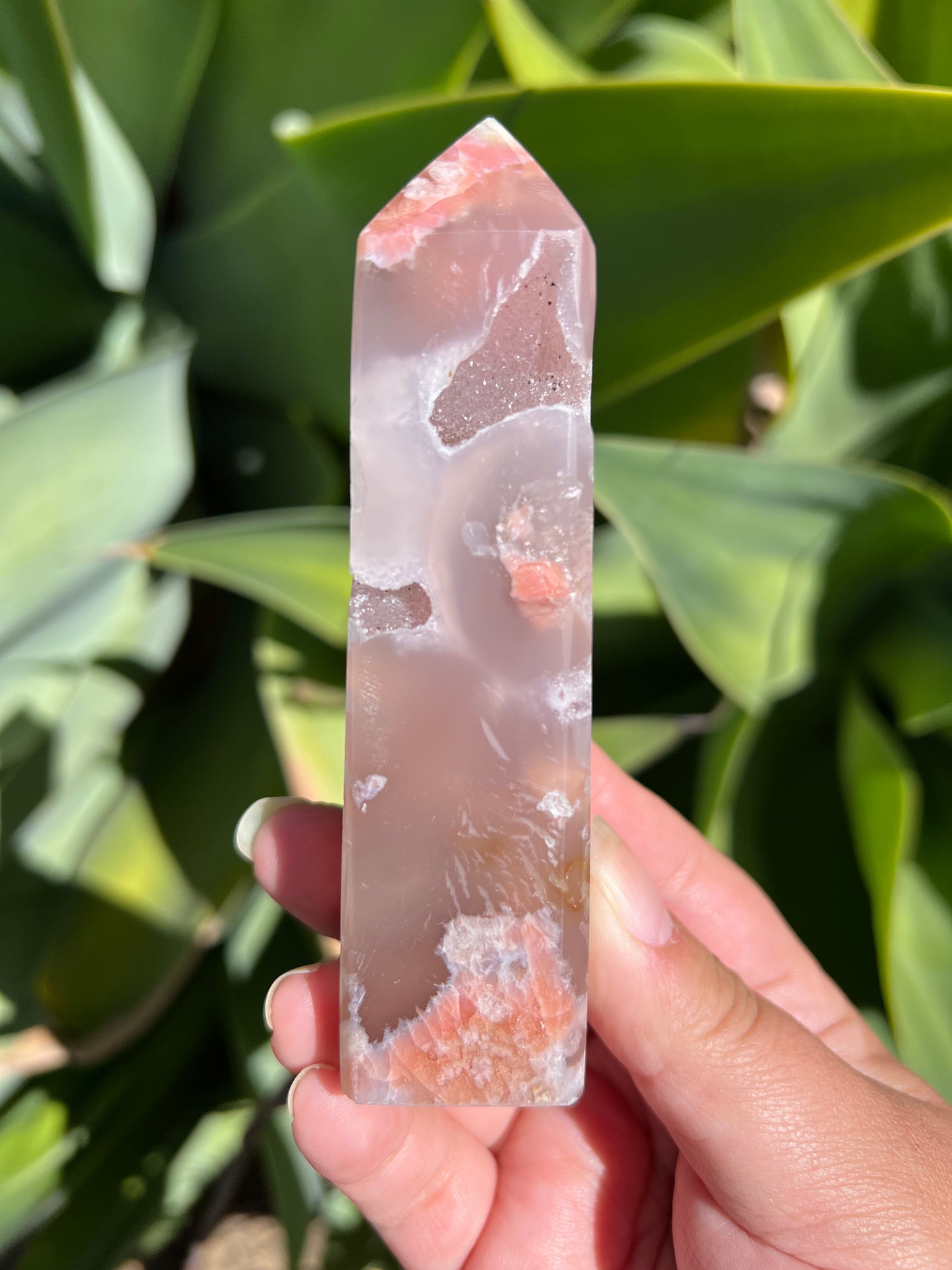 
                  
                    Stunning Pink Flower Agate Tower with Druzy
                  
                