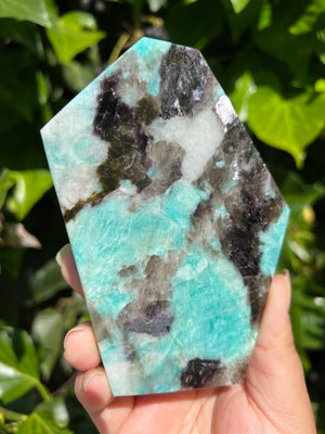 Amazonite Freeform with Smoky Quartz and Lepidolite