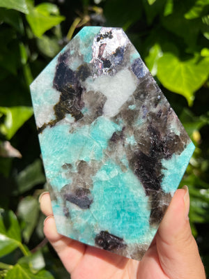 Amazonite Freeform with Smoky Quartz and Lepidolite